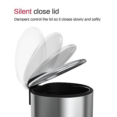 1.85 Gal./7 Liter Semi Round Brushed Step-on Trash Can for Bathroom and Office