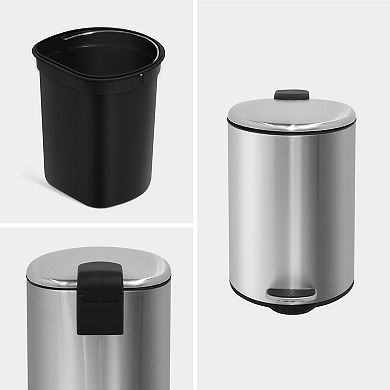 1.85 Gal./7 Liter Semi Round Brushed Step-on Trash Can for Bathroom and Office