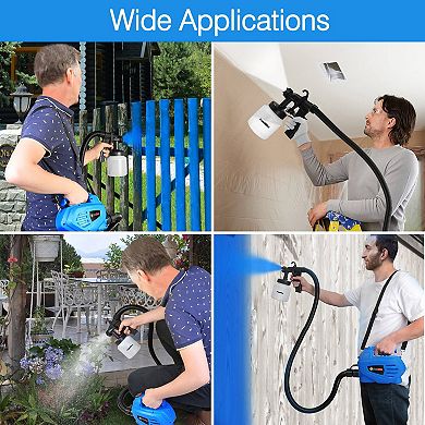 650W Paint Sprayer Machine HVLP 800ML Spray Gun with 3 Patterns, Strap & Detachable Container