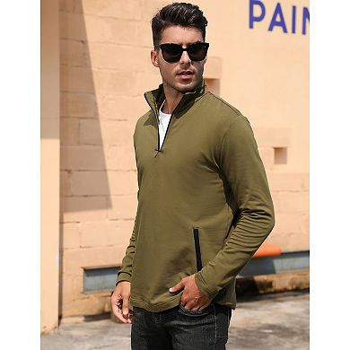 Men's Pullover Top Half Zip Golf Jacket Long Sleeve Polo Sport Shirts