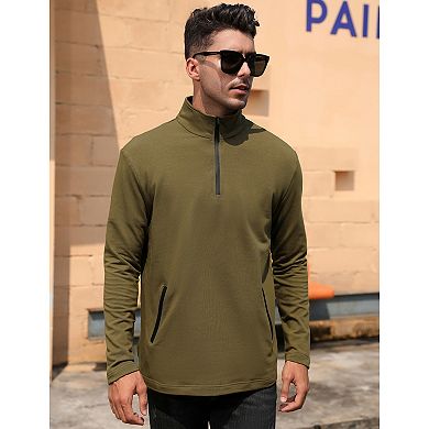 Men's Pullover Top Half Zip Golf Jacket Long Sleeve Polo Sport Shirts