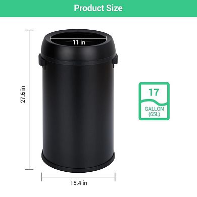 17 Gallon Large Capacity Kitchen Trash Can, Commercial Open Trash Can