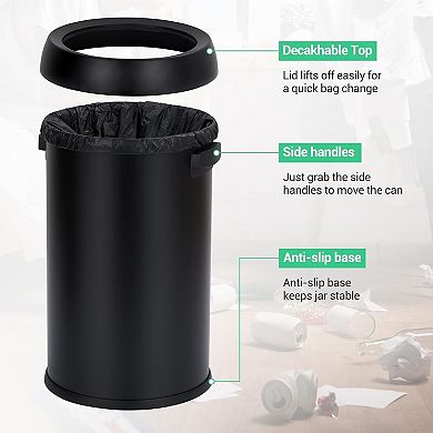 17 Gallon Large Capacity Kitchen Trash Can, Commercial Open Trash Can
