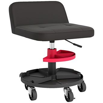 HOMCOM Rolling Mechanic Stool, 300 LBS. Capacity Garage Stool