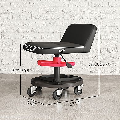 HOMCOM Rolling Mechanic Stool, 300 LBS. Capacity Garage Stool