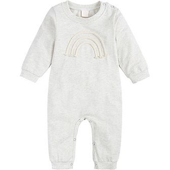 Baby Boys Girls Gender Heather Grey Rainbow Long-Sleeve Romper