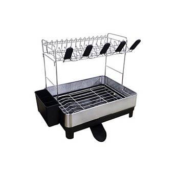 Dish Drying Rack, 2 tier Large Dish Rack, Stainless Steel Dish Drainer for Kitchen Counter