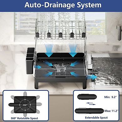 Dish Drying Rack, 2 Tier Large Dish Rack, Stainless Steel Dish Drainer for Kitchen Counter