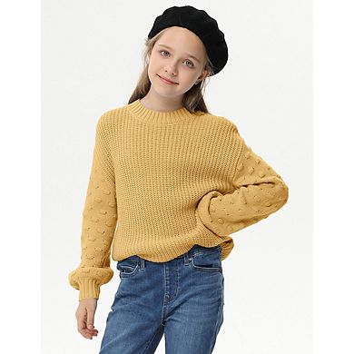 Girl's Sweaters Kid's Pullover Long Lantern Sleeve Oversized Knit Top