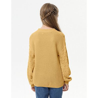 Girl's Sweaters Kid's Pullover Long Lantern Sleeve Oversized Knit Top