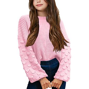Girl's Sweaters Kid's Pullover Long Lantern Sleeve Oversized Knit Top