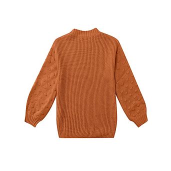 Girl's Sweaters Kid's Pullover Long Lantern Sleeve Oversized Knit Top
