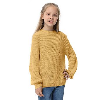 Girl's Sweaters Kid's Pullover Long Lantern Sleeve Oversized Knit Top