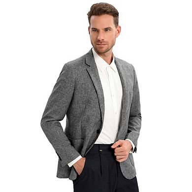 Men's Sport Coats Blazers Linen Suit Jacket Casual Blazer for Men One Button