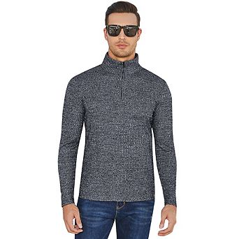 Men's Polo Shirt Quarter Zip Up Casual Stretch Lightweight Mock Neck Knitwear