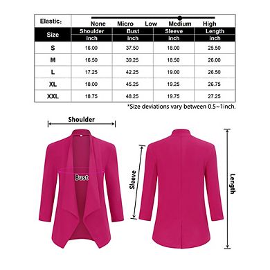 Women's Blazer Long Sleeve Open Front Business Casual Cardigan Jacket