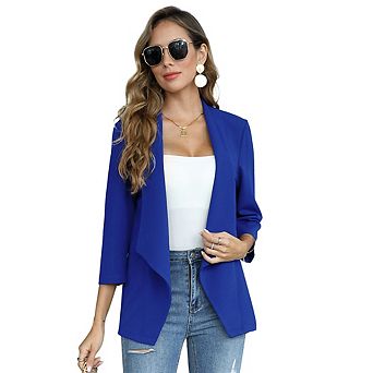 Women's Blazer Long Sleeve Open Front Business Casual Cardigan Jacket