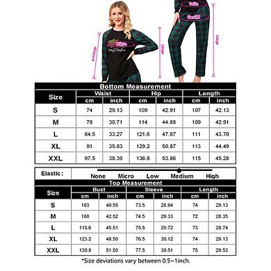 Pajamas Set for Women's 2 Piece Plaid Pjs Long Sleeve Sleepwear