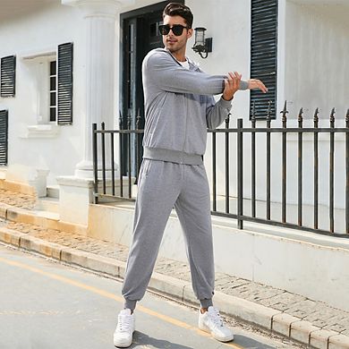 Men's Tracksuits 2 Piece Hooded Athletic Sweatsuit Zip Jogging Sportsuits