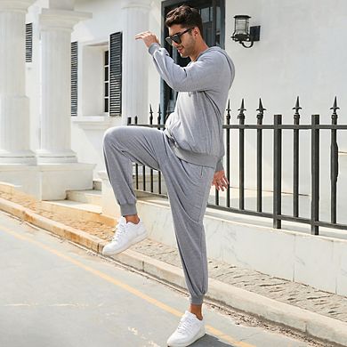 Men's Tracksuits 2 Piece Hooded Athletic Sweatsuit Zip Jogging Sportsuits
