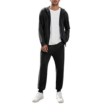 Men's Tracksuits 2 pc Hooded Athletic Sweatsuit Zip Jogging Sportsuits