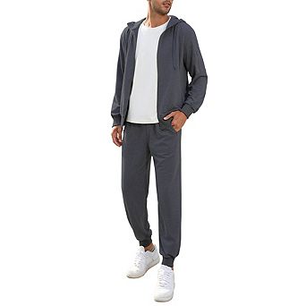 Men's Tracksuits 2 pc Hooded Athletic Sweatsuit Zip Jogging Sportsuits
