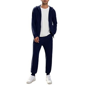 Men's Tracksuits 2 pc Hooded Athletic Sweatsuit Zip Jogging Sportsuits