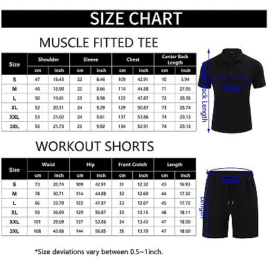 Men's Polo Shirt and Shorts Set 2 Pieces Outfits Casual Athletic Tracksuit