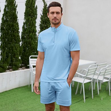 Men's Polo Shirt and Shorts Set 2 Pieces Outfits Casual Athletic Tracksuit