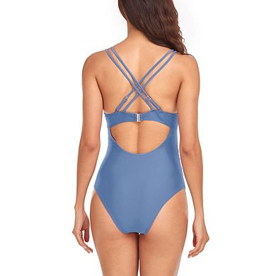 Maternity Swimsuit One Piece Ruched Side Strappy Cross Back Bathing Suit