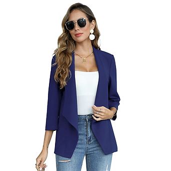 Women's Blazer Long Sleeve Open Front Business Casual Cardigan Jacket