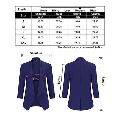 Women's Blazer Long Sleeve Open Front Business Casual Cardigan Jacket