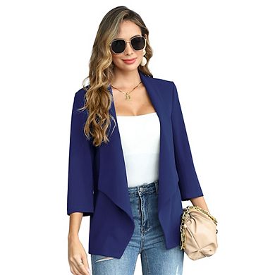 Women's Blazer Long Sleeve Open Front Business Casual Cardigan Jacket