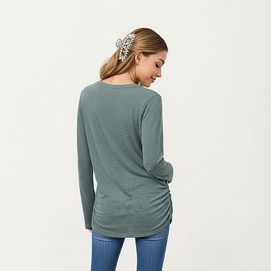 Women's Long Sleeve Crew Neck Top with Relaxed Fit and Soft Knit Fabric