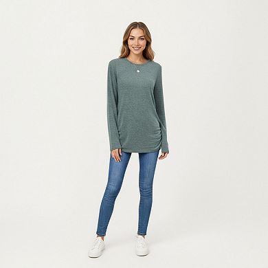 Women's Long Sleeve Crew Neck Top with Relaxed Fit and Soft Knit Fabric