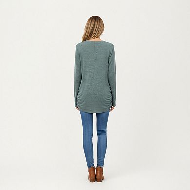 Women's Long Sleeve Crew Neck Top with Relaxed Fit and Soft Knit Fabric