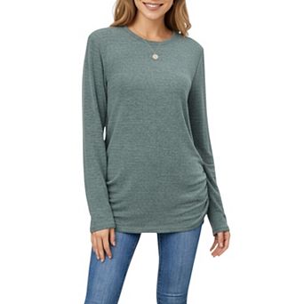 Women's Long Sleeve Crew Neck Top with Relaxed Fit and Soft Knit Fabric