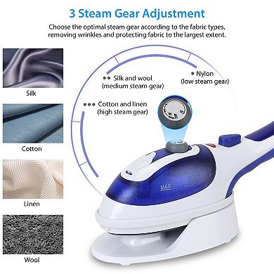 800W Handheld Garment Steamer, Anti-Scald & Anti-Drip Portable Fabric Steamer with 3 Steam Levels