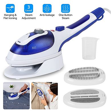 800W Handheld Garment Steamer, Anti-Scald & Anti-Drip Portable Fabric Steamer with 3 Steam Levels