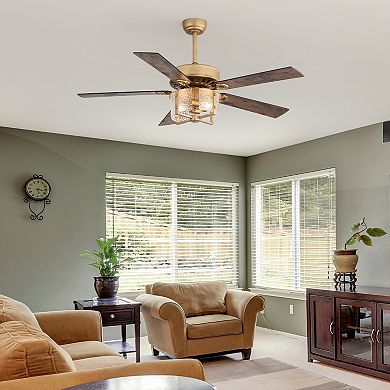 52-Inch ceiling fan, bulb holders, DC motor, 5&10" downrods, 6-speed remote