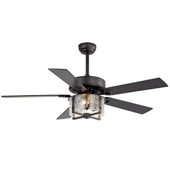 52-Inch ceiling fan, bulb holders, DC motor, 5&10" downrods, 6-speed remote