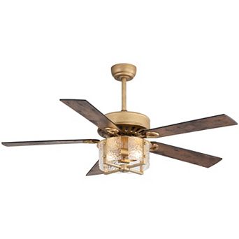 52-Inch ceiling fan, bulb holders, DC motor, 5&10" downrods, 6-speed remote