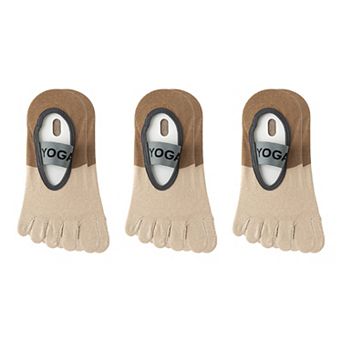 3 Pairs Women's Cotton Sports Five Toe Anti Slip Fitness Yoga Socks with Elastic Strap