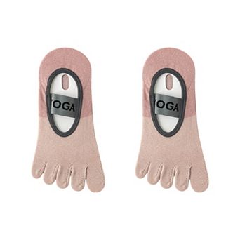 3 Pairs Women's Cotton Sports Five Toe Anti Slip Fitness Yoga Socks with Elastic Strap