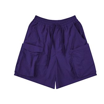 Men's Multi-Pocket Drawstring Waist Relaxed Fit Casual Cargo Shorts with Zipper Details