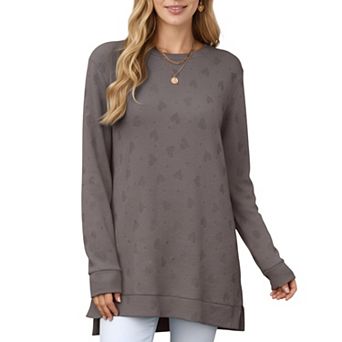 Women's Long Sleeve Oversized Pullover Top with High-Low Hem and Relaxed Fit