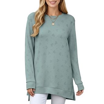 Women's Long Sleeve Oversized Pullover Top with High-Low Hem and Relaxed Fit