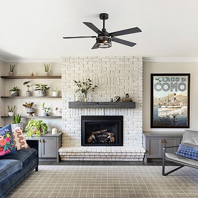 52-Inch Ceiling Fan with Light, Reversible Blades, Remote Control, DC Motor, Includes 2 Downrods