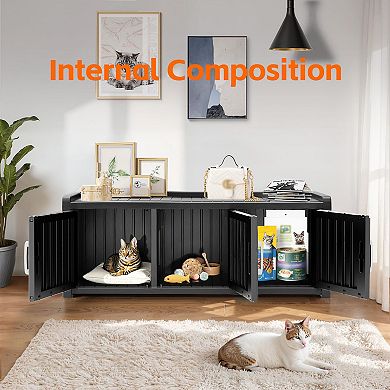 Resin Cat House Enclosure Space-Saving Hidden for Small Spaces, Home Corners