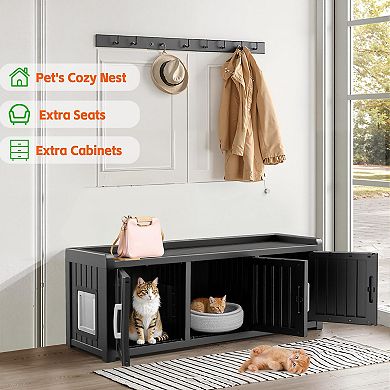 Resin Cat House Enclosure Space-Saving Hidden for Small Spaces, Home Corners